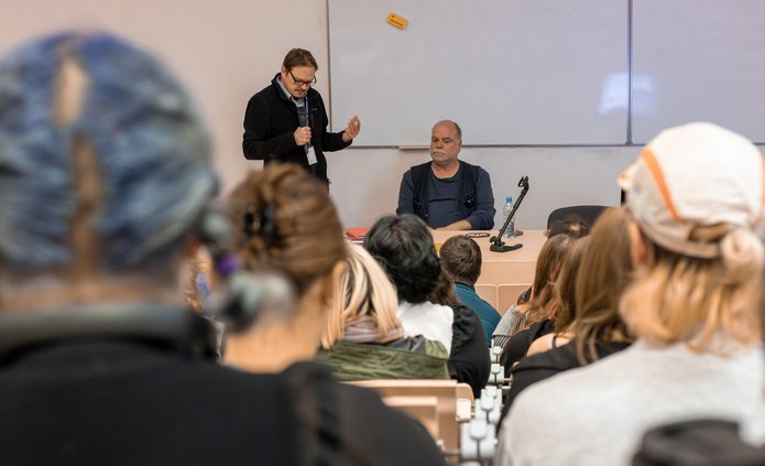 prof. Kacper Bartczak i Peter Gizzi podczas spotkania